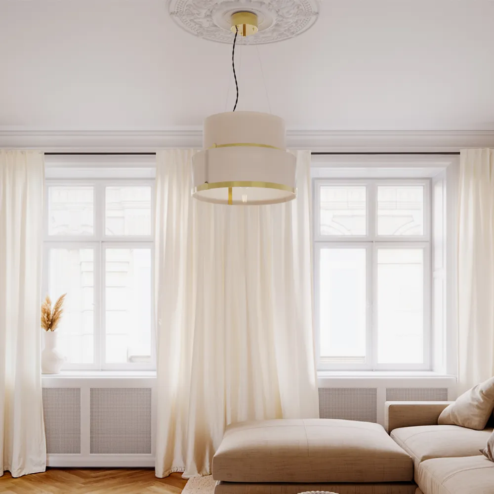 Marcel taklampa Ø50cm mässing/vit