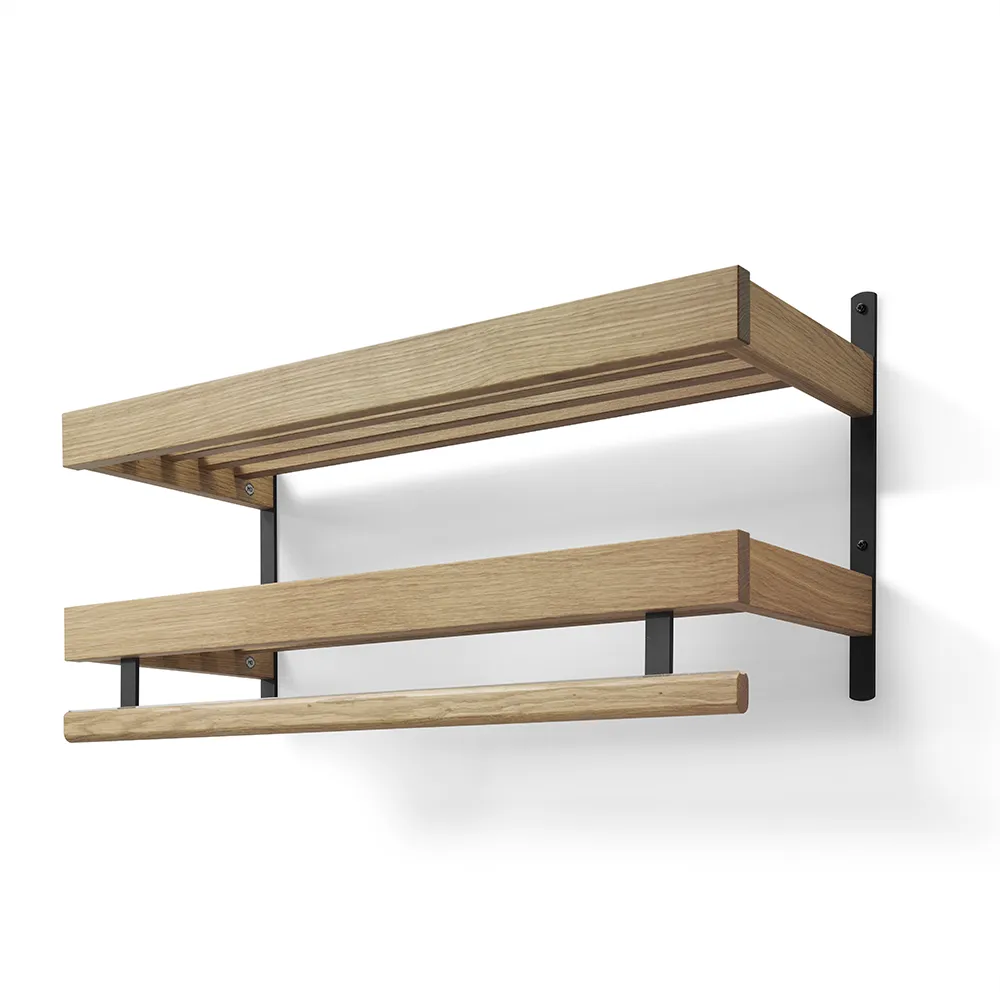 Nadja Hatthylla 80 cm 2 plan Oljad Ek/Mattsvart stål