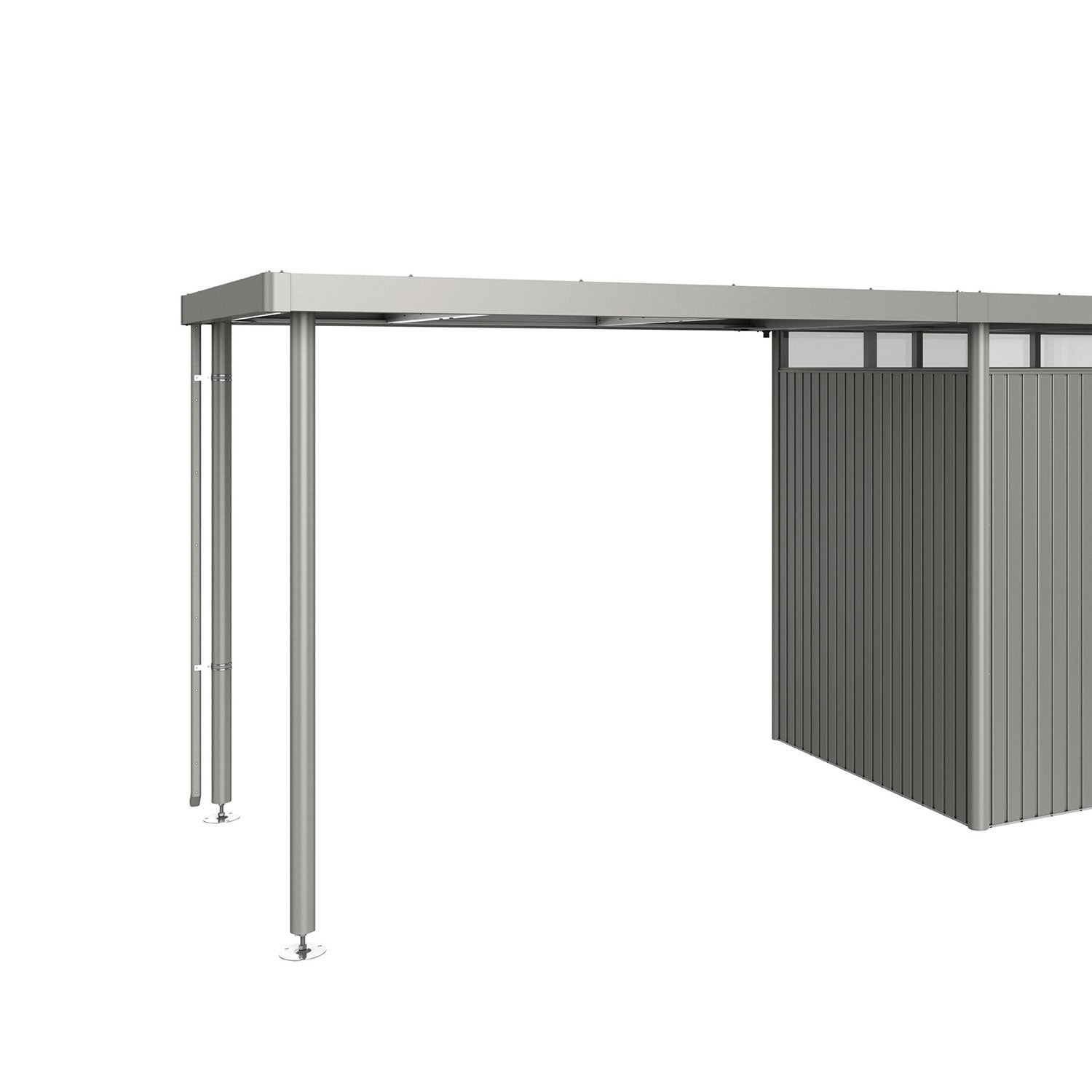 Highline sidotak trädgårdsskjul storlek h2 metallic kvarts-grå