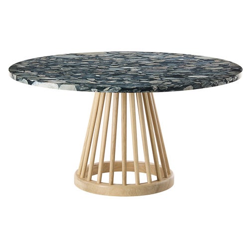 Fan bord naturfärgad stenskiva 90 cm pebble