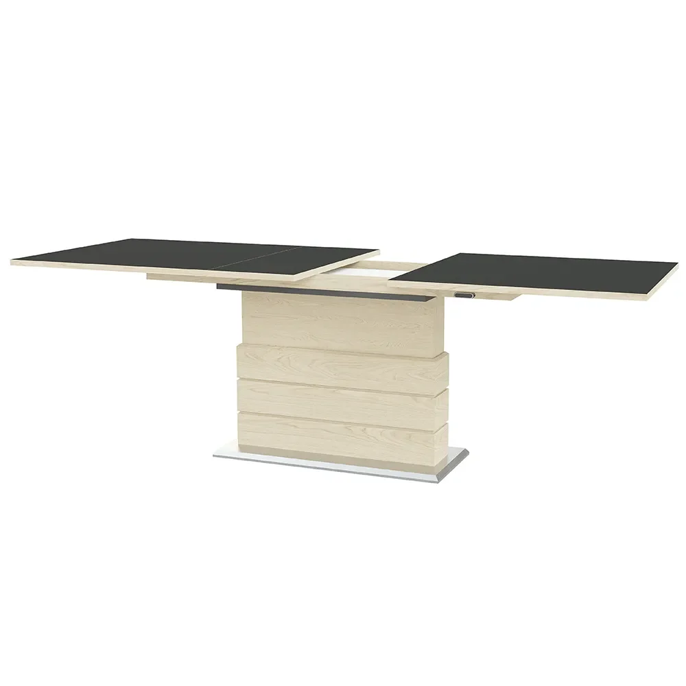 Sm30 Matbord 100X200-280 Cm Vitoljad Ek / Svart Laminat 