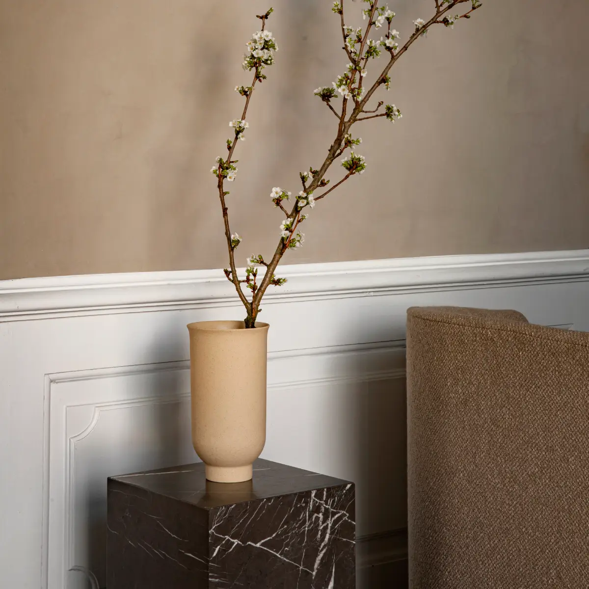 Plinth Sidobord Marmor högt Grey Kendzo