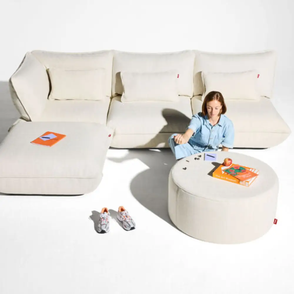 sumo soffa hörndel boucle recycled creme