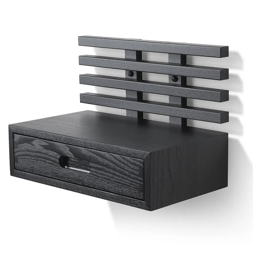 Zece Sängbord med låda Svartbetsad Ask