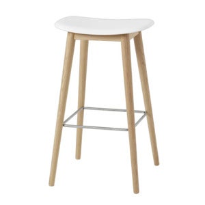 Fiber barpall hög Wood Base - 75 cm - Natural White/Oak