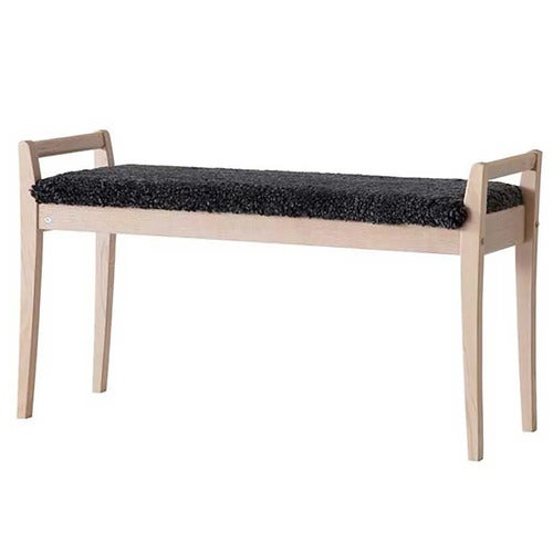Meja Bänk Vitoljad Ek/Fårskinn Mörkgrå