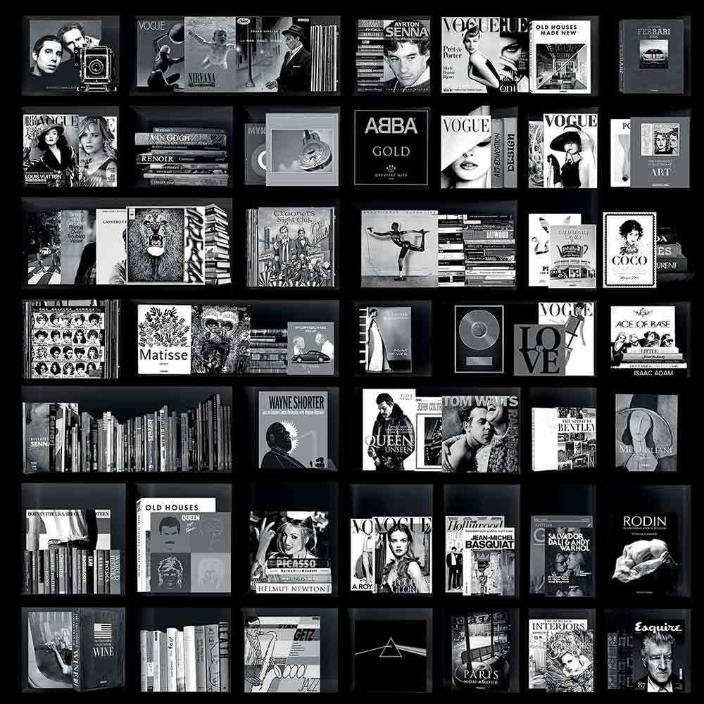 Väggdekoration Book Case Music Black 100X100 Cm