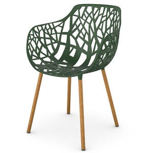 Forest karmstol med Iroko klädda ben Dark Green 