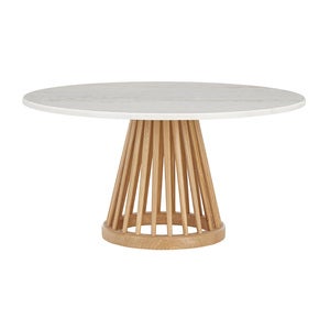 Fan bord naturfärgad stenskiva 90 cm vit
