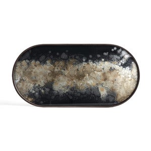 Organic glas bricka oval M svart