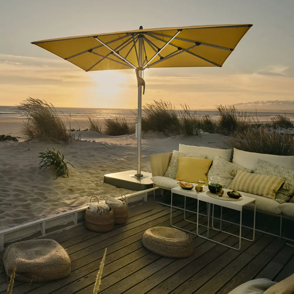 Fortello LED 350x350 cm parasoll alu Cat.5 645 Burgundy