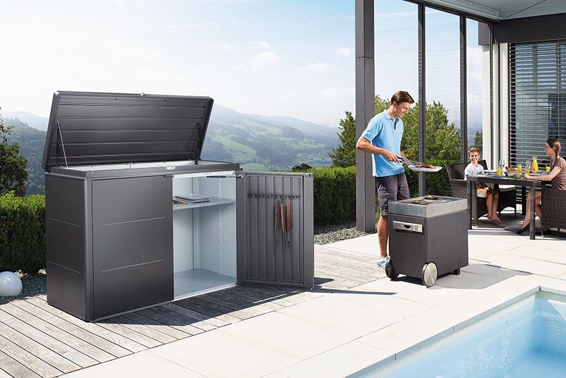 Highboard förvaringslåda 200 cm silver