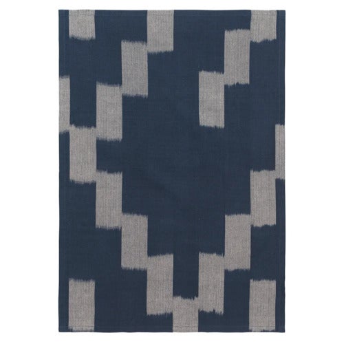 Ikat Kökshandduk - Ink Blue/Parchment