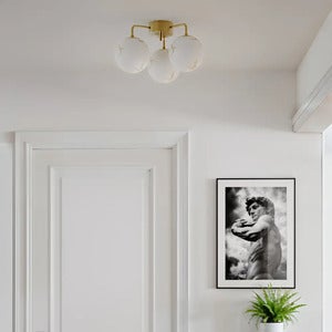 Bellagio plafond 3-lampor mässing/vit