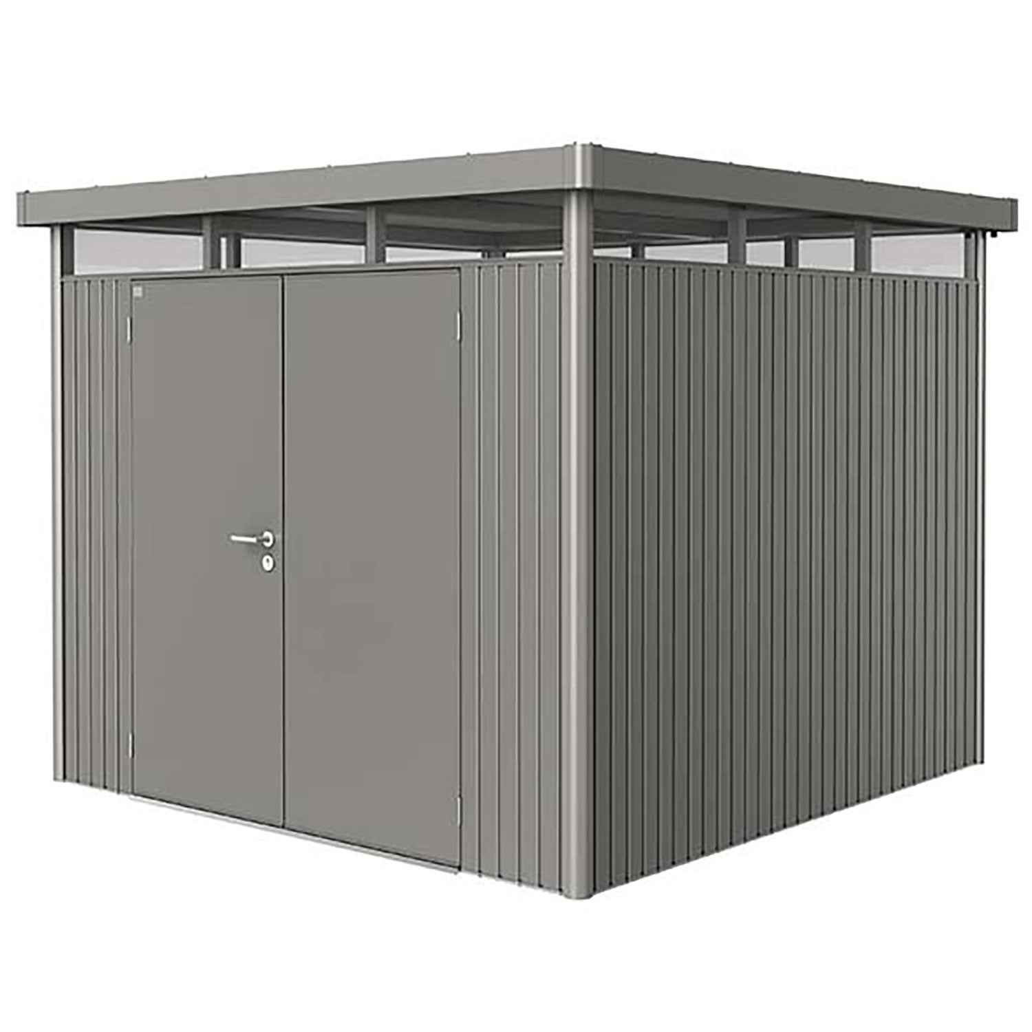 Highline trädgårdsskjul dubbeldörr storlek h4 metallic kvarts-grå