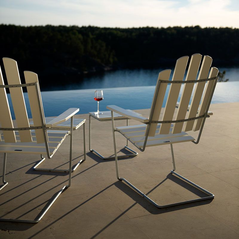 A3 solstol Vitlackad Ek / Varmförzinkat Stativ