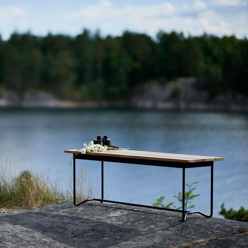 Grinda Bord 85X150Cm Svart / Teak 