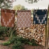 Ikat Kökshandduk - Mist Blue/Terracotta