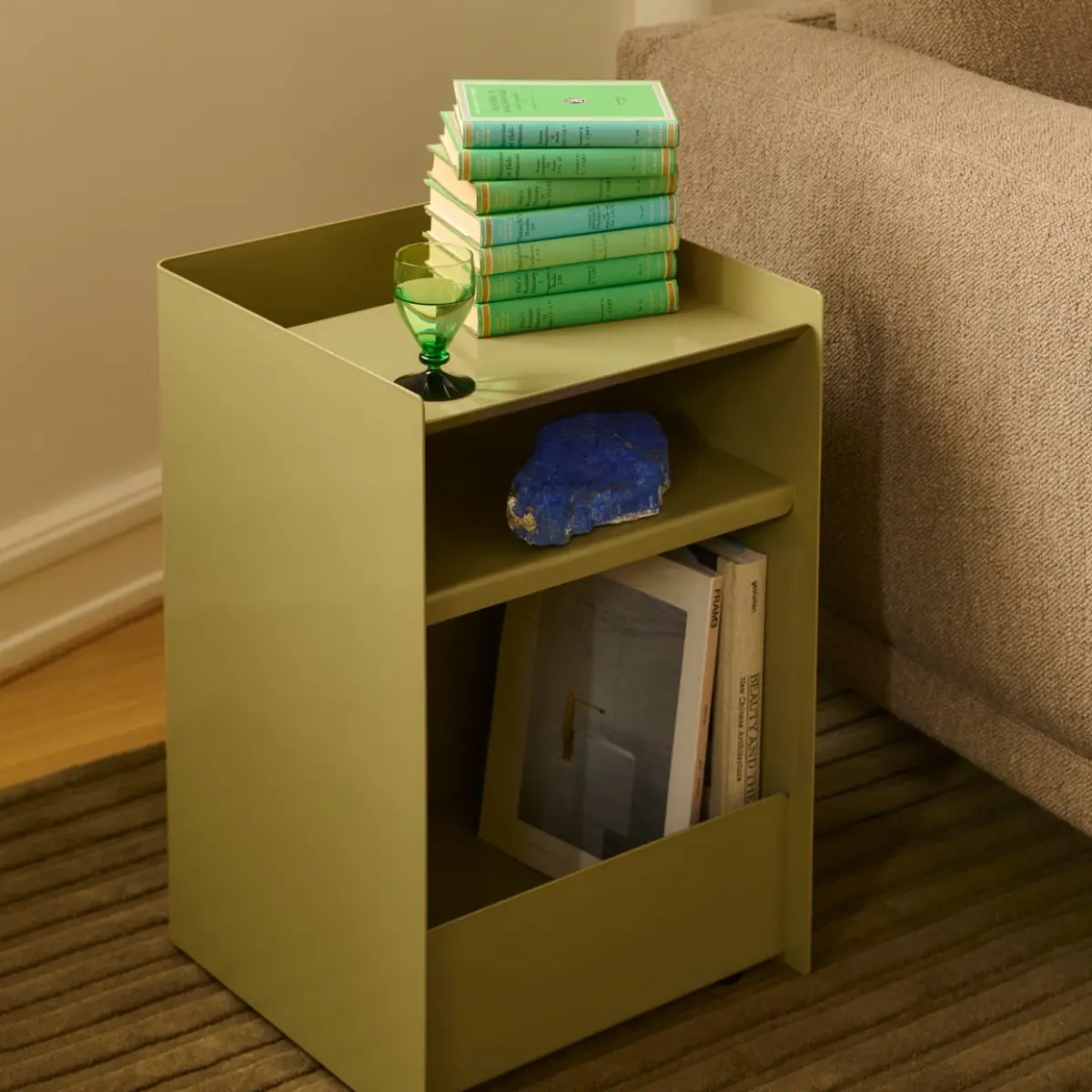 Folded Trolley H 61,5 cm Hurts med lås- Mörk Grönbeige