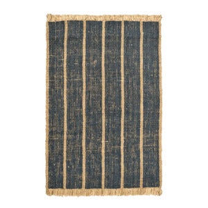 Athens Handvävd Jutematta 170x240 cm - Natural/Ink Blue