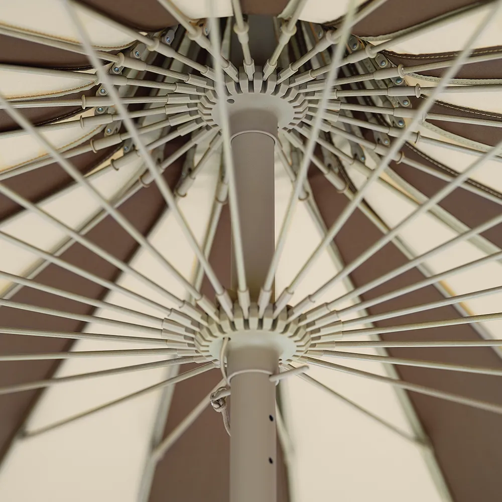 Parasoll Ø240 cm Beige/Brun randigt