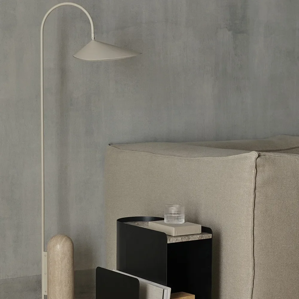 Justerbar Golvlampa med Travertinfot Arum Cashmere