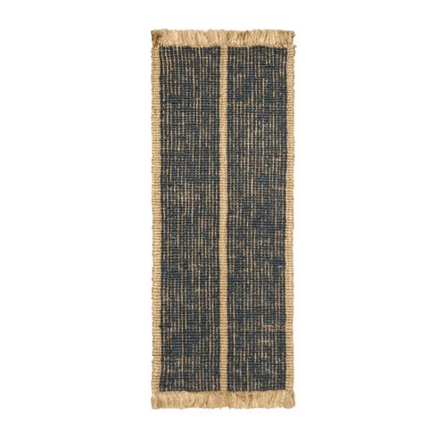 Athens Handvävd Jutematta 80x200 cm- Natural/Ink Blu