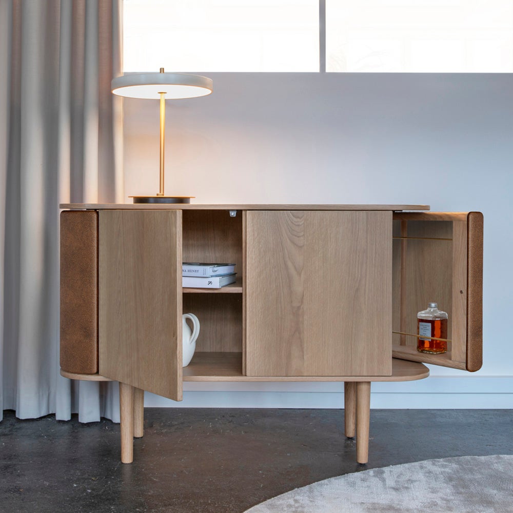 Treasures 2-dörrars skåp Ek/Brown Faux Leather