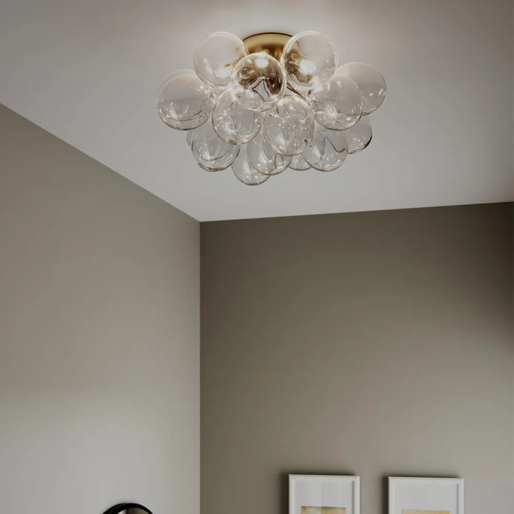 Gross plafond Ø50cm mässing/klarglas