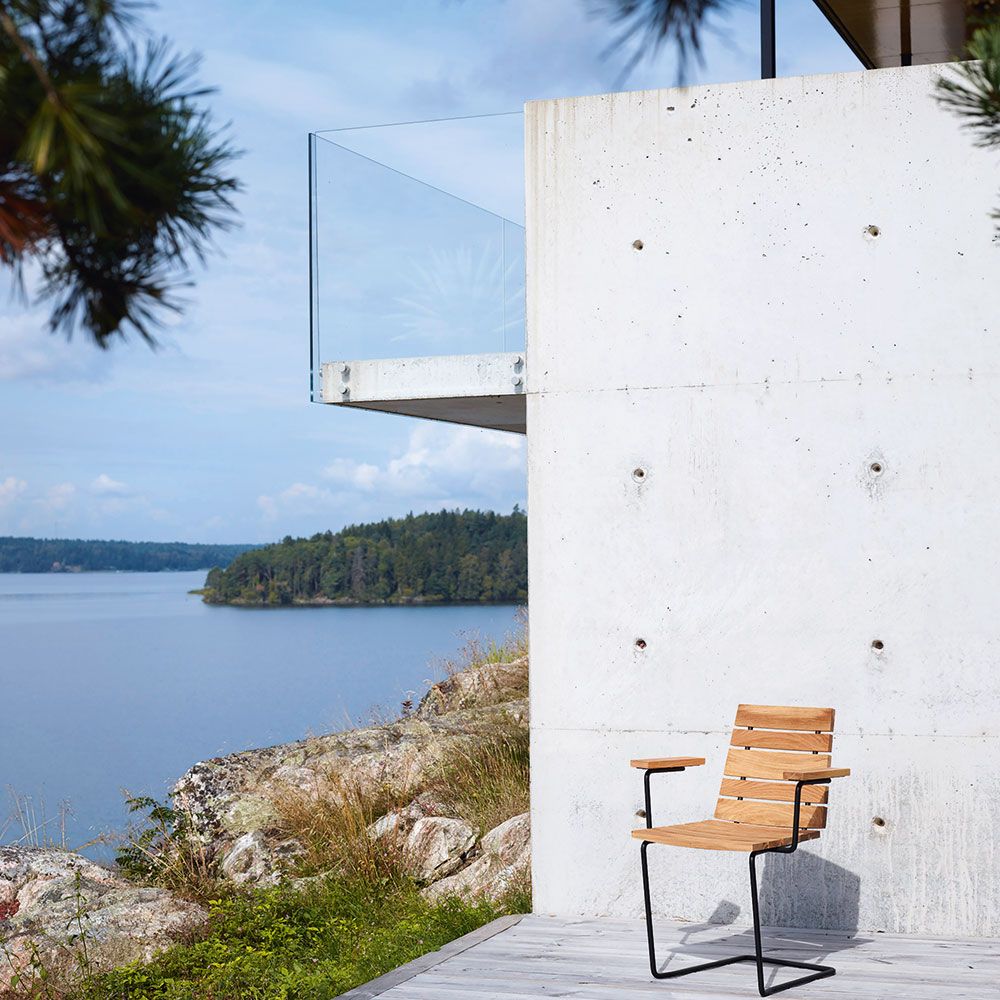 Grinda Karmstol Svart / Teak 