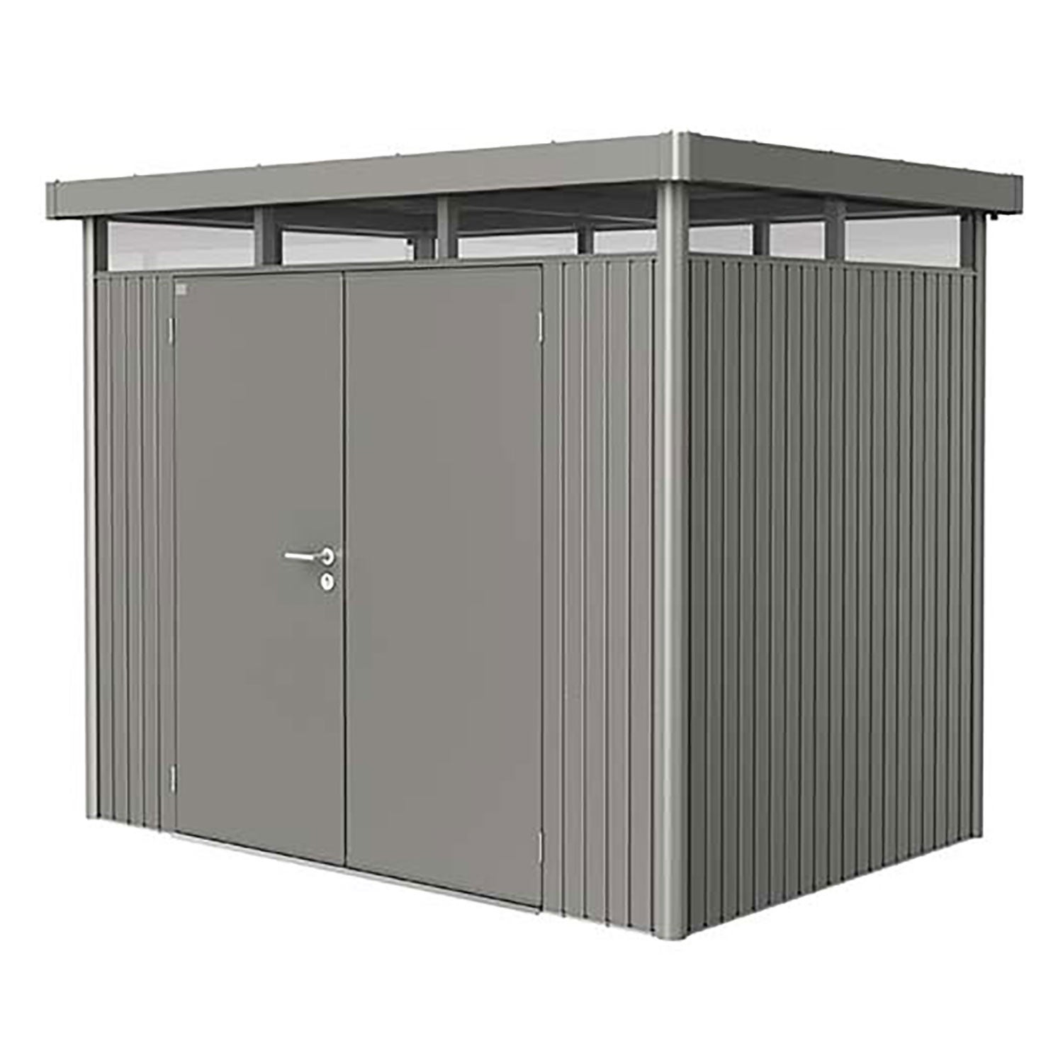 Highline trädgårdsskjul dubbeldörr storlek h2 metallic kvarts-grå