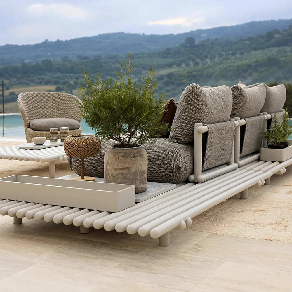 Sticks hörnsoffa Alu/sand