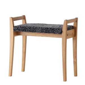 Meja Pall Lackad Ek/Fårskinn Mörkgrå