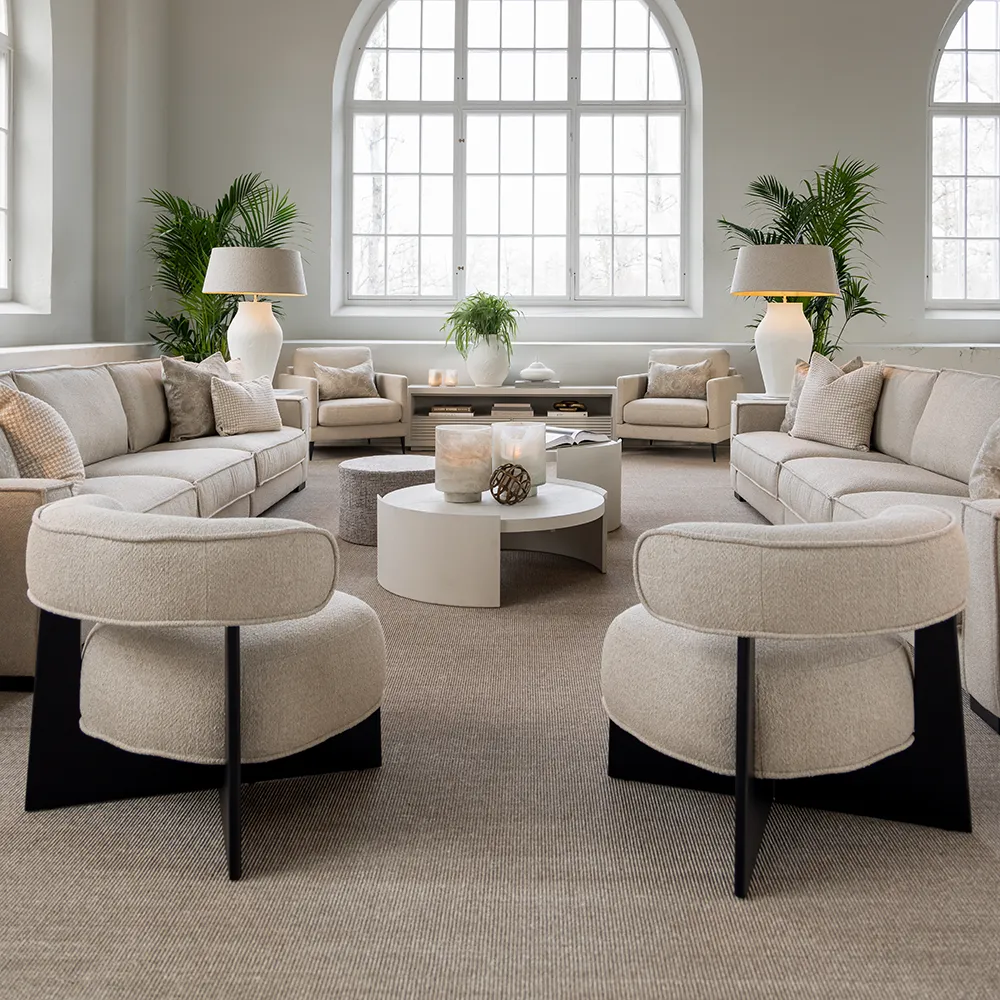 Porto tygfåtölj Rhyme beige