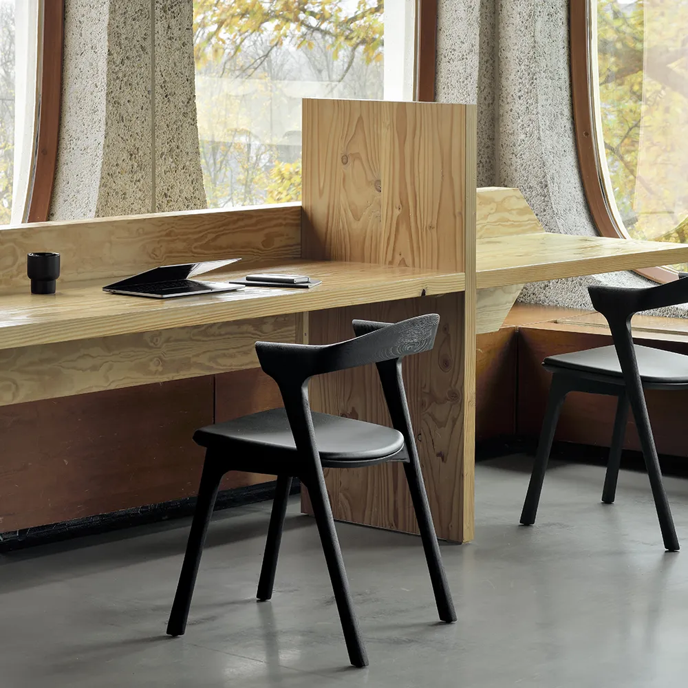 Bok Matstol svart ek/black leather