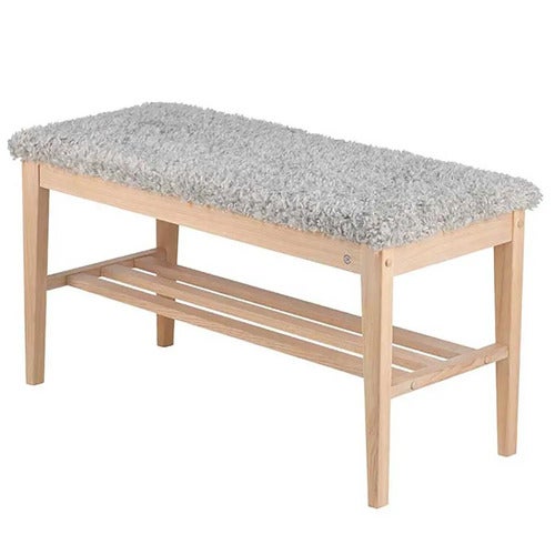 Nadja Bänk Vitoljad Ek/Fårskinnslook ljusgrå