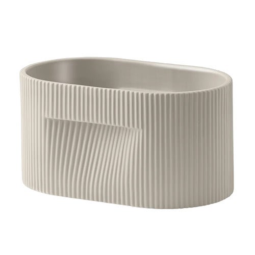 Ridge kruka / H: 13 cm - Beige