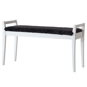 Meja Bänk Vitlackad Björk/Fårskinn Mörkgrå