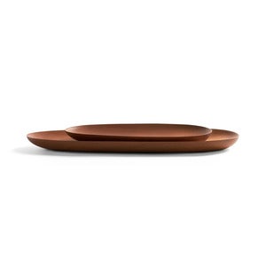 Thin ovala brickor lackad mahogny-Set om 2