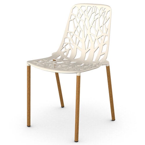 Forest matstol med Iroko klädda ben Creamy White 