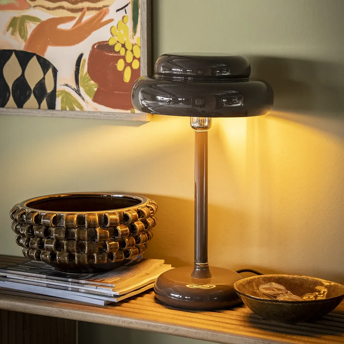 Dimbar bordslampa Pomm Dark Brown H 47,5 cm