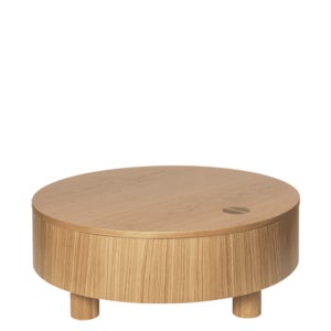 Olles soffbord med förvaring - Ø80 - Natural Oak Veneer