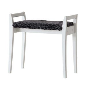 Meja Pall Vitlackad Björk/Fårskinn Mörkgrå