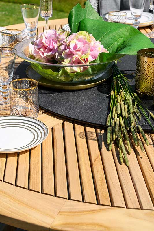 Circus matbord 180  cm teak med snurrskiva 