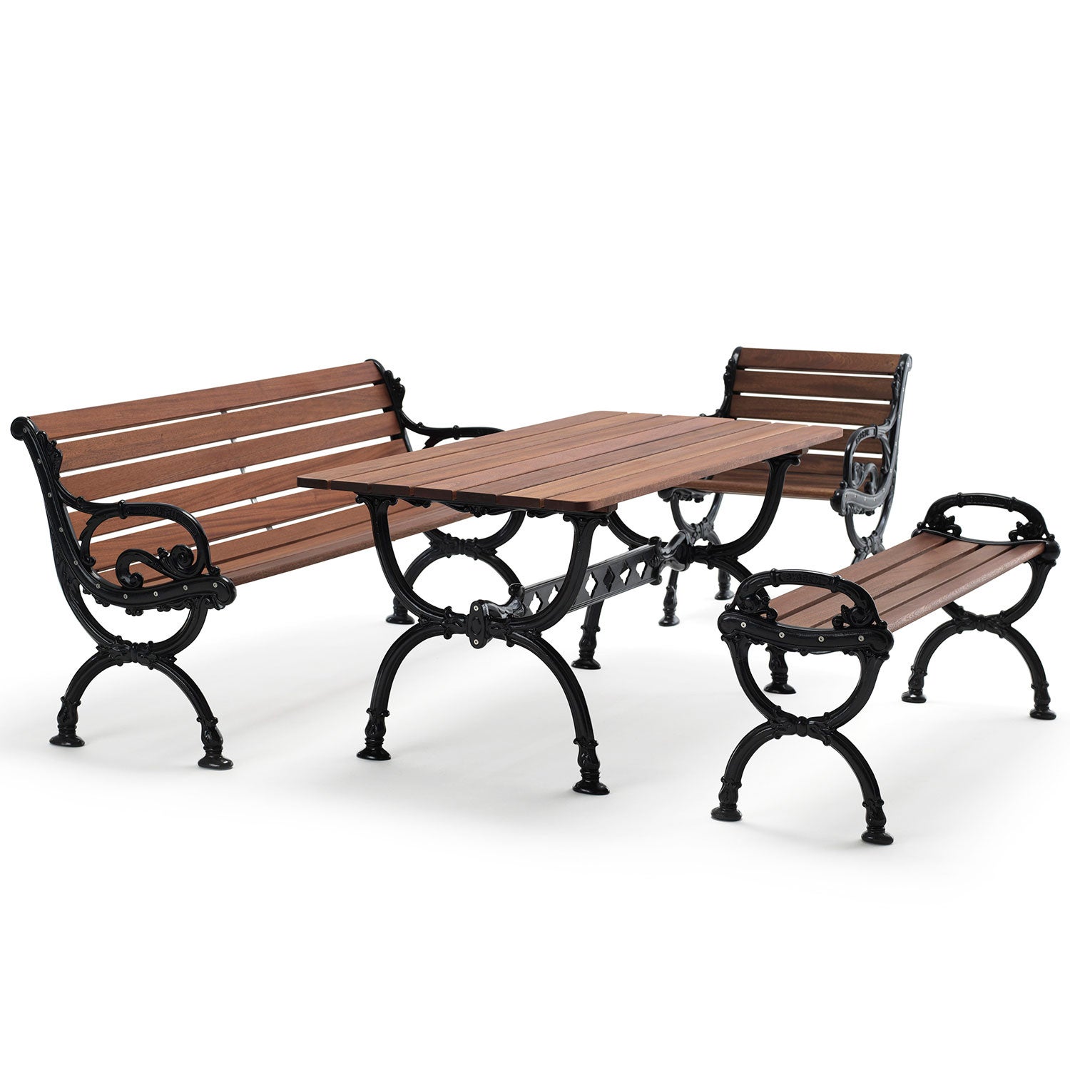 Byarum bord / stativ: svart / virke: oljad mahogny