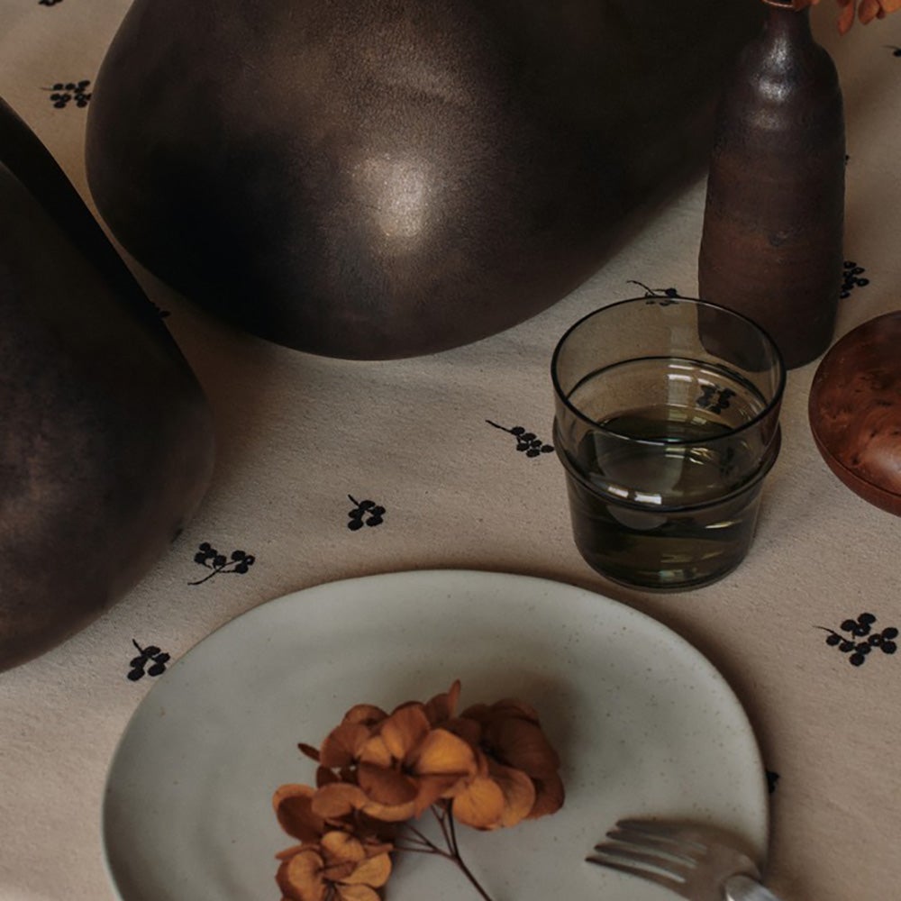 Baies Tablecloth - Natural/Dark Chocolate