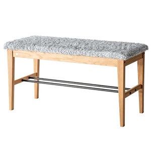 Cora Bänk Oljad Ek/Fårskinnslook Ljusgrå