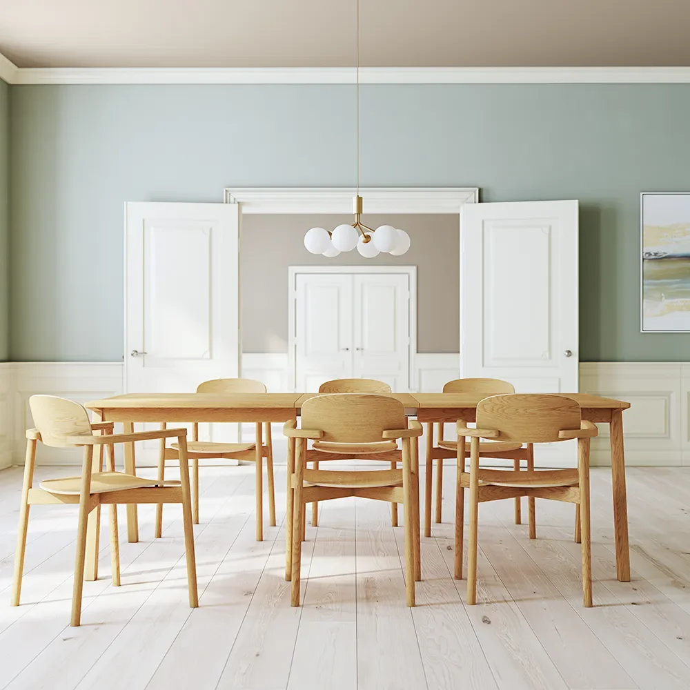 SM142 Matbord 100x74-270 cm Ek massiv Naturoljad