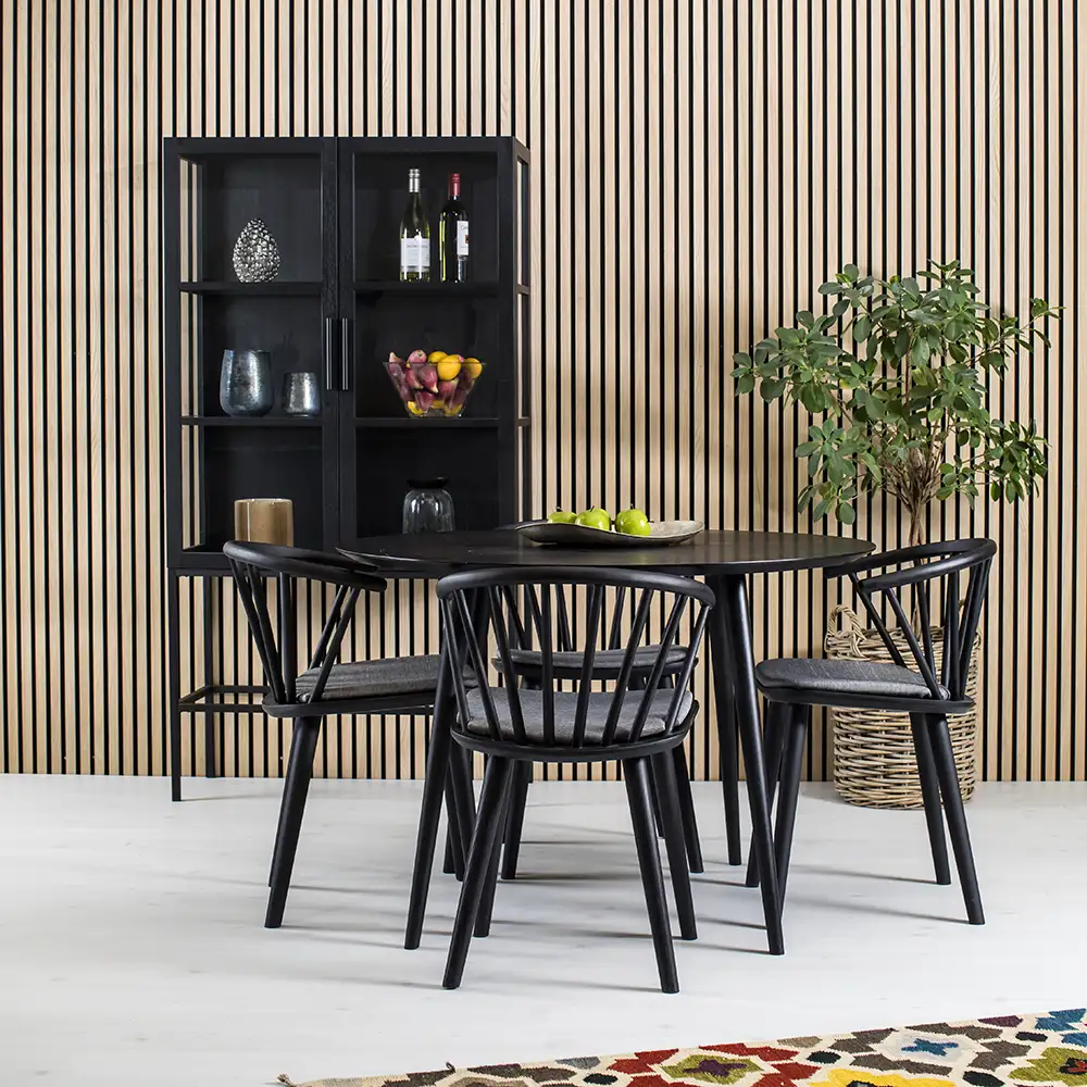 Miles Matbord 110 cm svartbetsad ask