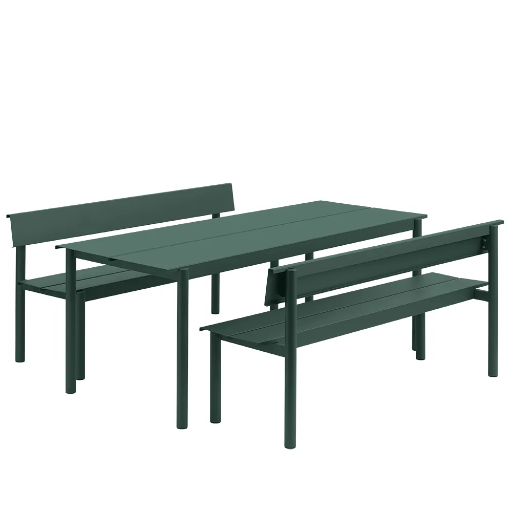 Stålbänk 170cm Linear Steel Dark Green
